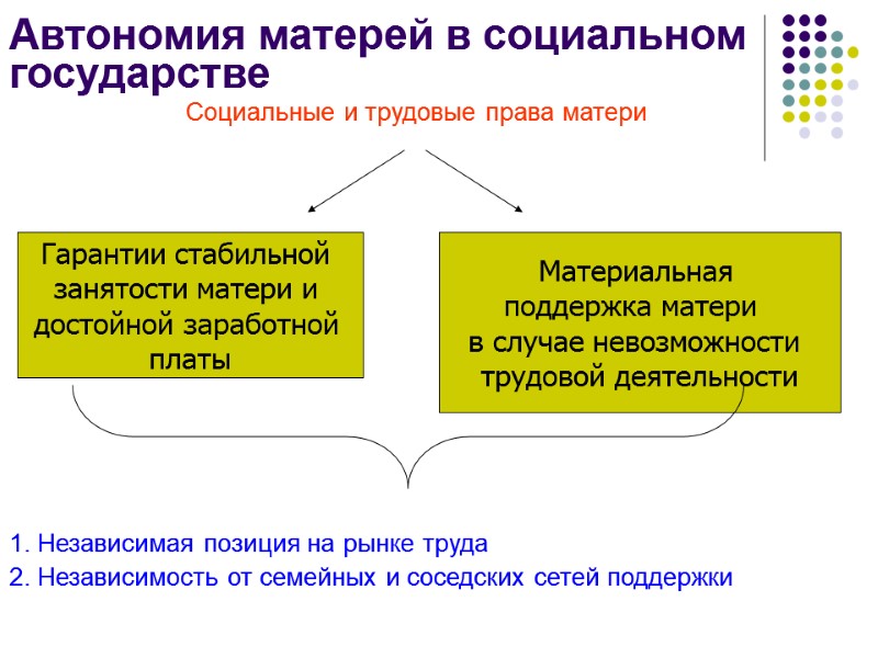 Автономия матерей в социальном государстве Социальные и трудовые права матери    